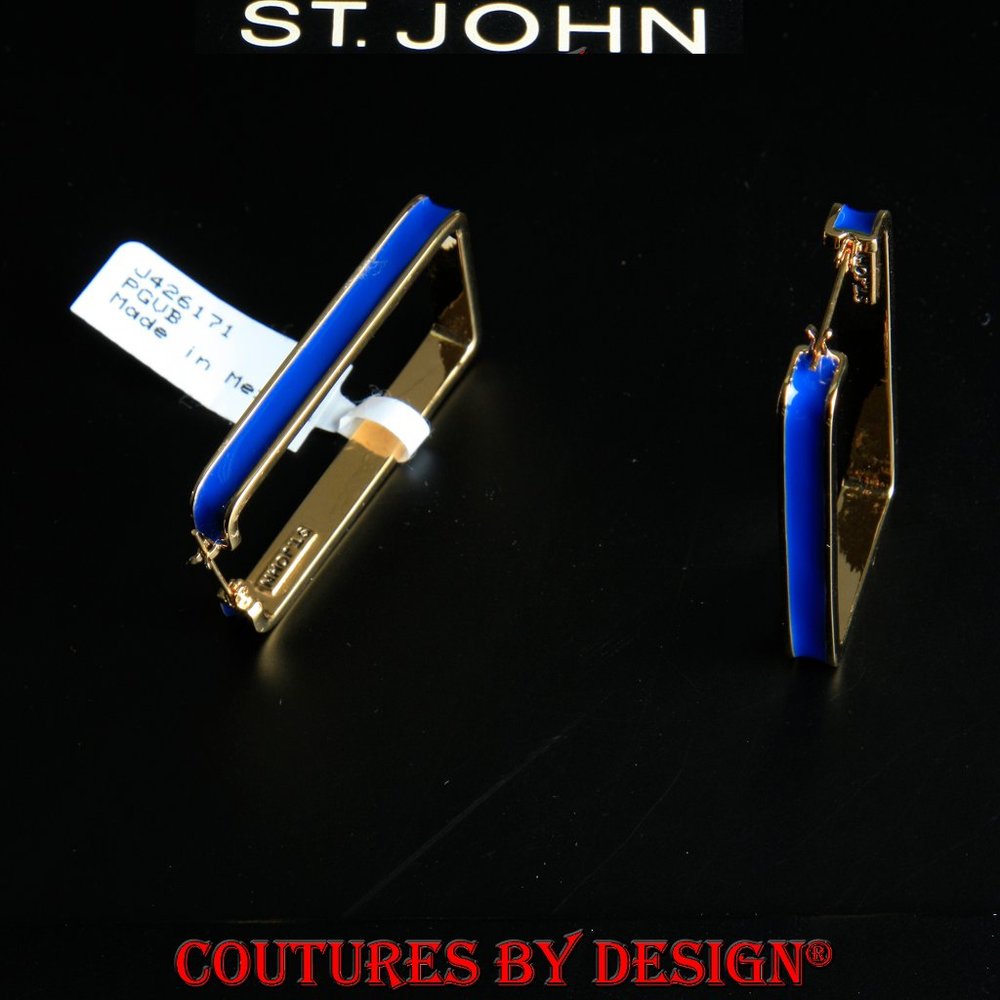 St John Rectangular Pierced Earrings Vivid Blue